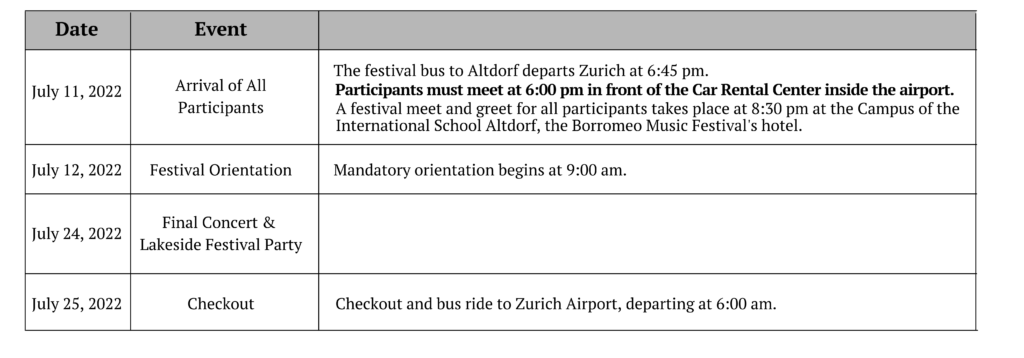 Important Dates 2022 Important Dates 2022